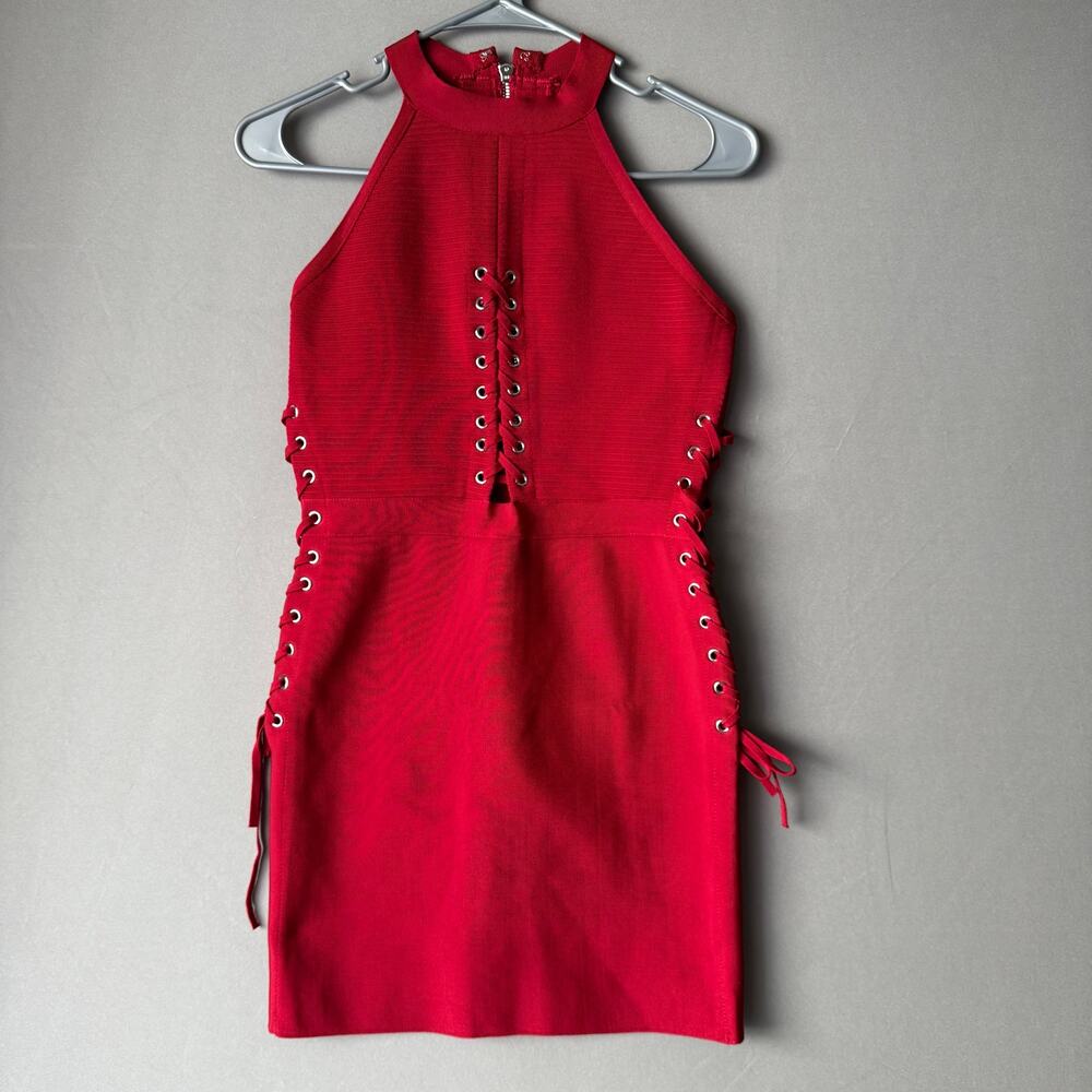 Party NBD S Red Mini Dress Lace Up